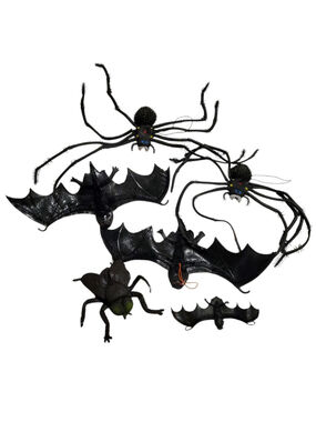 Vintage 70s Hong Kong Jiggler Halloween Spiders & Bats Fly